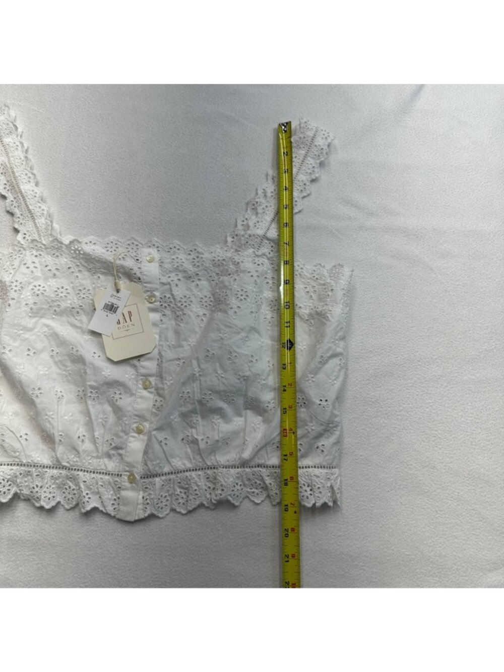 Gap x Doen Eyelet Cropped Cotton Top NWT White Size L Feminine Coquette - Picture 9 of 12